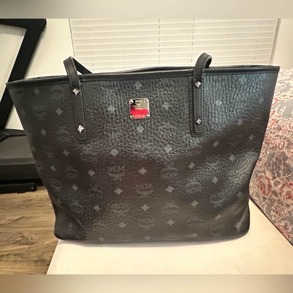 MCM Black Monogram Tote